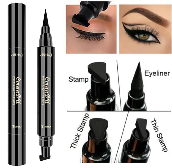 Double‑Ended Wing Stamp & Liquid Eyeliner – Waterproof, Quick‑Dry, Smudge‑Proof