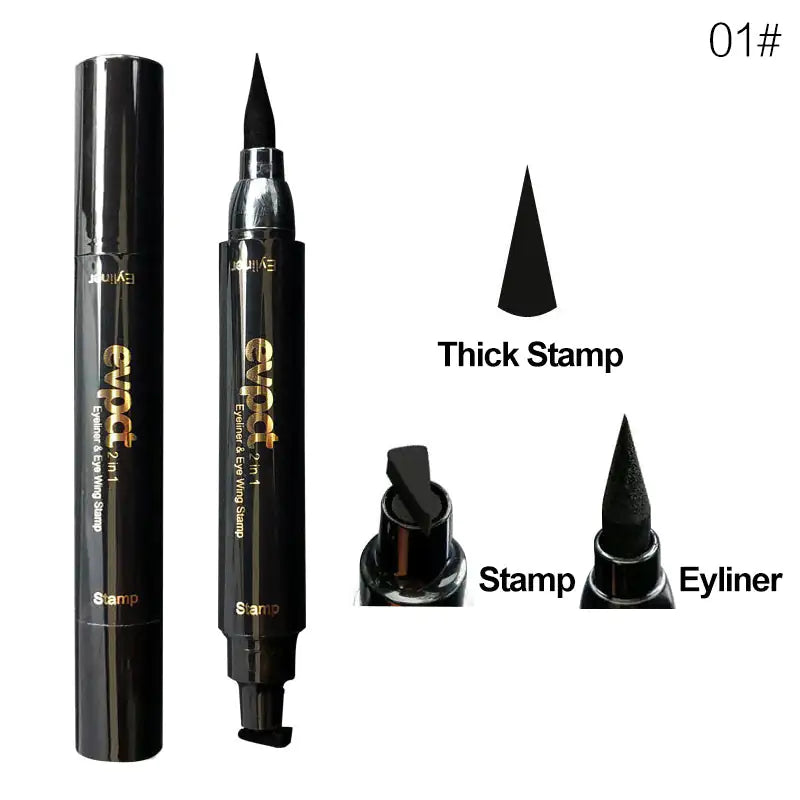 Double‑Ended Wing Stamp & Liquid Eyeliner – Waterproof, Quick‑Dry, Smudge‑Proof