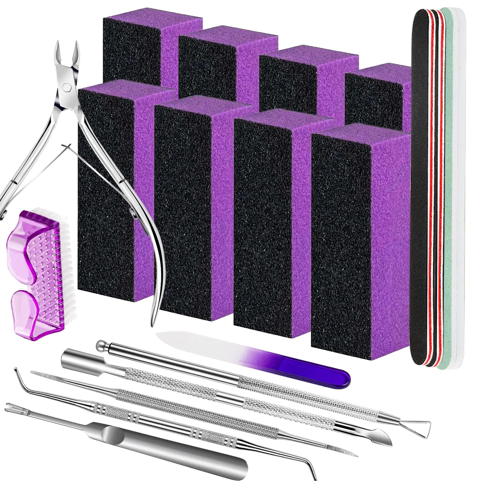 Complete At‑Home Manicure Kit – Buffer Blocks, Files, Cuticle Nippers & Professional Tools
