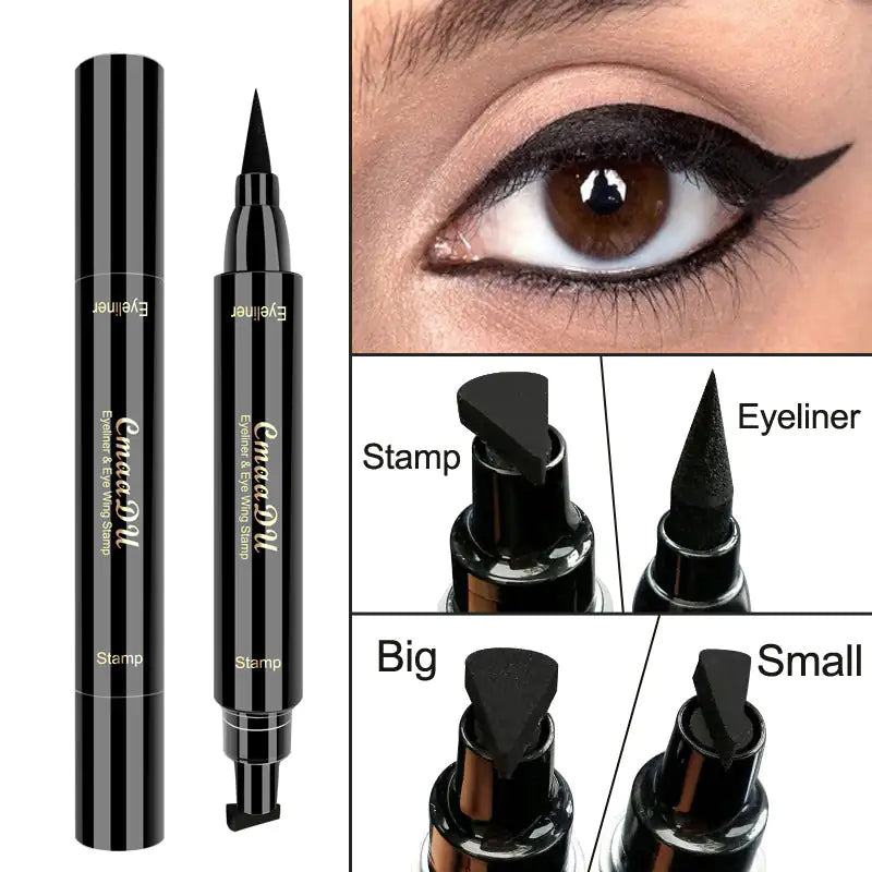 Double‑Ended Wing Stamp & Liquid Eyeliner – Waterproof, Quick‑Dry, Smudge‑Proof