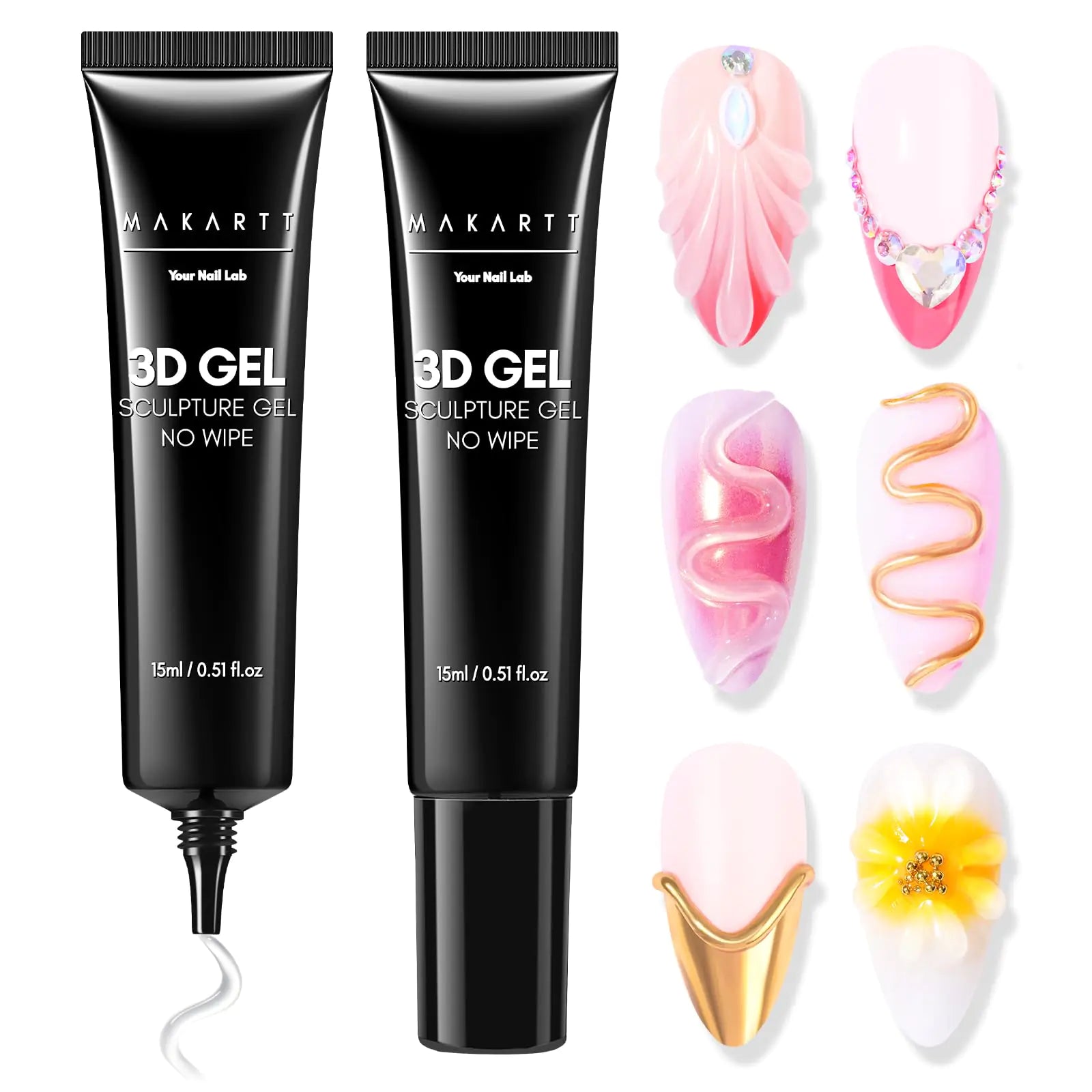 Makartt 3D Sculpting Gel – No-Wipe Nail Art Gel for Molding, Carving & Decoration (2 pcs, 15g)