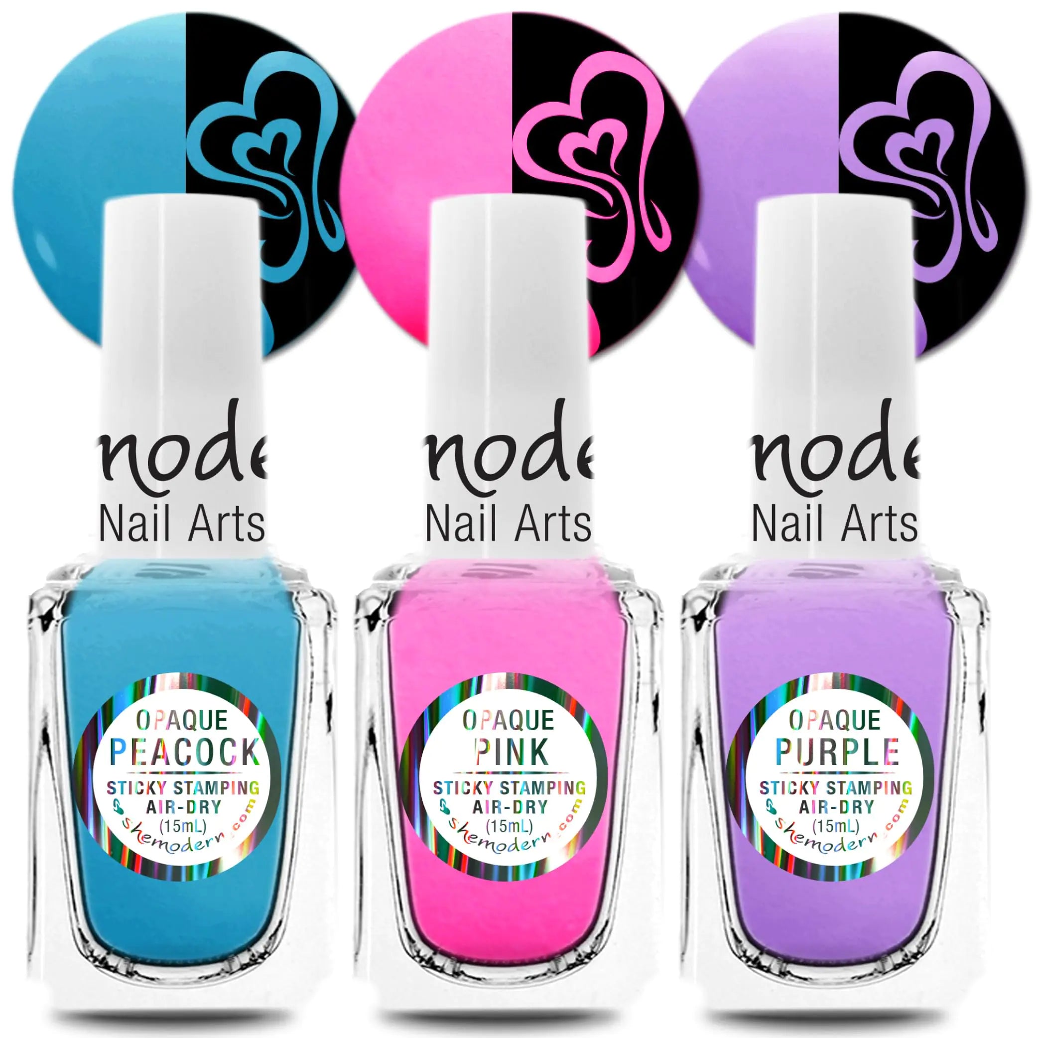 Sticky Stamping Polish Set – Peacock Pink & Purple | Opaque, Air-Dry & Long-Lasting for Nail Art Perfection